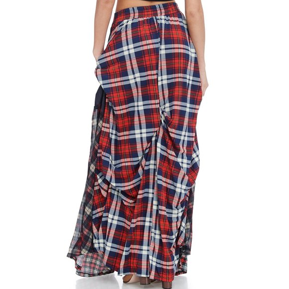TOV HOLY The Damsel's Red Plaid Flowing Maxi Skirt - Picture 5 of 11